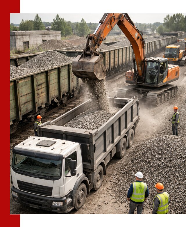 Железнодорожный щебень фракция 25–60 для поставок в Назрани