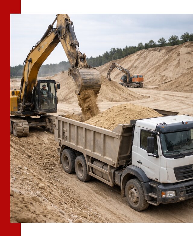 Доставка карьерного песка с самосвалами и разгрузкой в Назрани