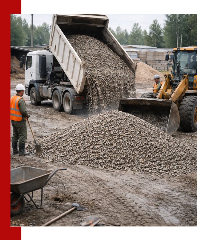 Мытый гравий с доставкой в Назрани от карьера до участка