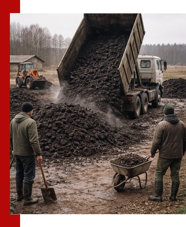 Доставка низинного торфа с разгрузкой и доставкой в Назрани