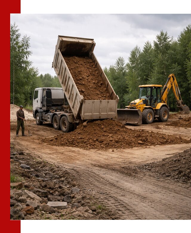 Доставка суглинка самосвалами в Назрани подсыпка и планировка