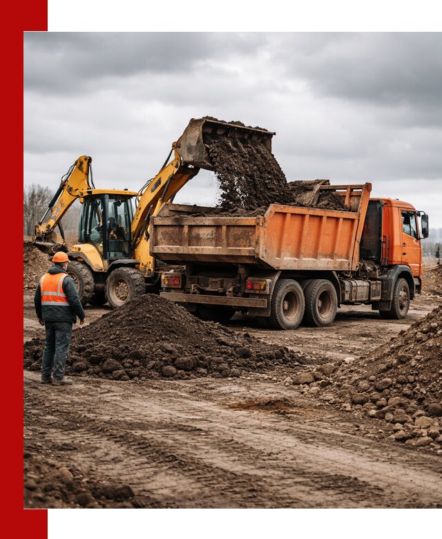 Вывоз грунта и строительного мусора в Назрани грузовыми самосвалами