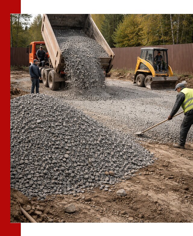 Отсыпка участка щебнем с доставкой и уплотнением в Назрани